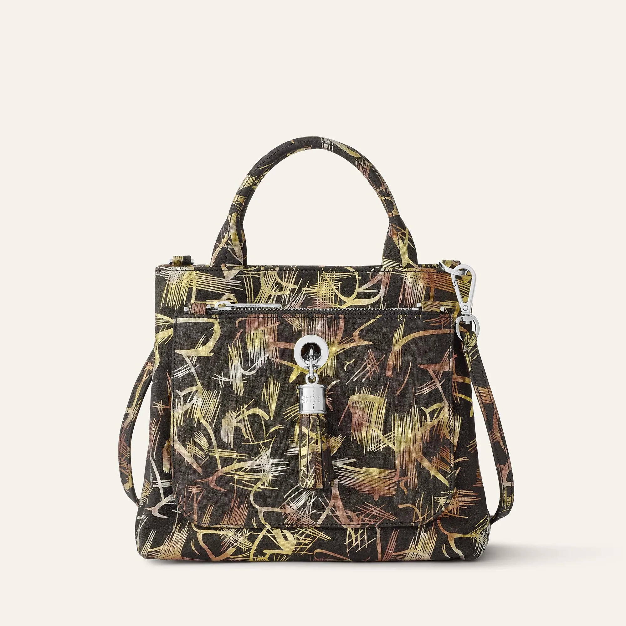Mini D Tote | Japanese Gardens with Silver hardware