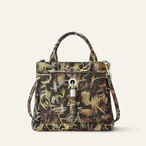 Mini D Tote | Japanese Gardens with Silver hardware