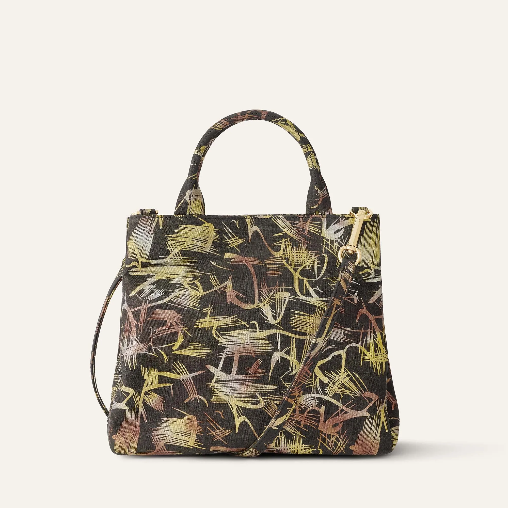 Mini D Tote | Japanese Gardens with Silver hardware