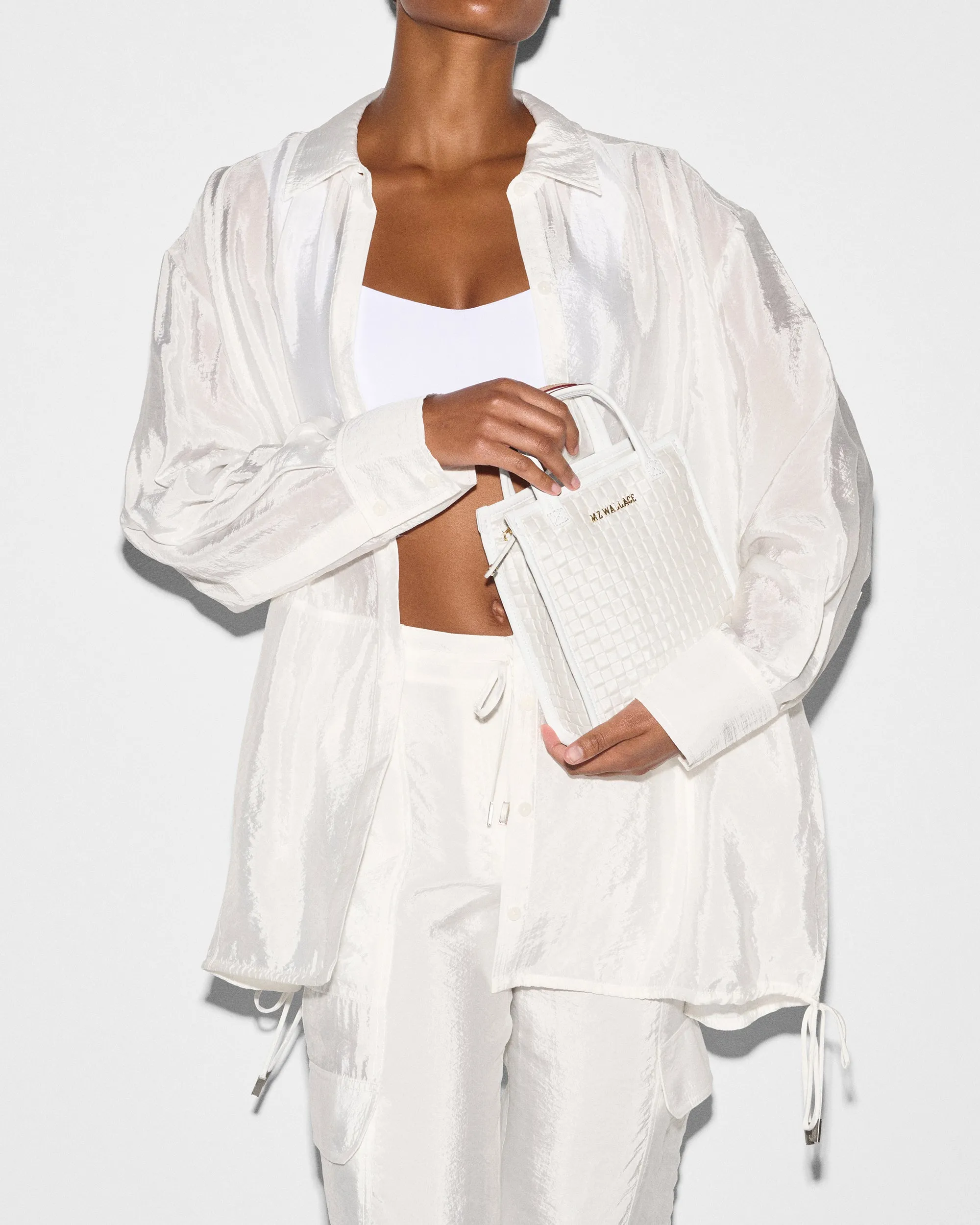 Pearl Metallic Micro Woven Box Tote