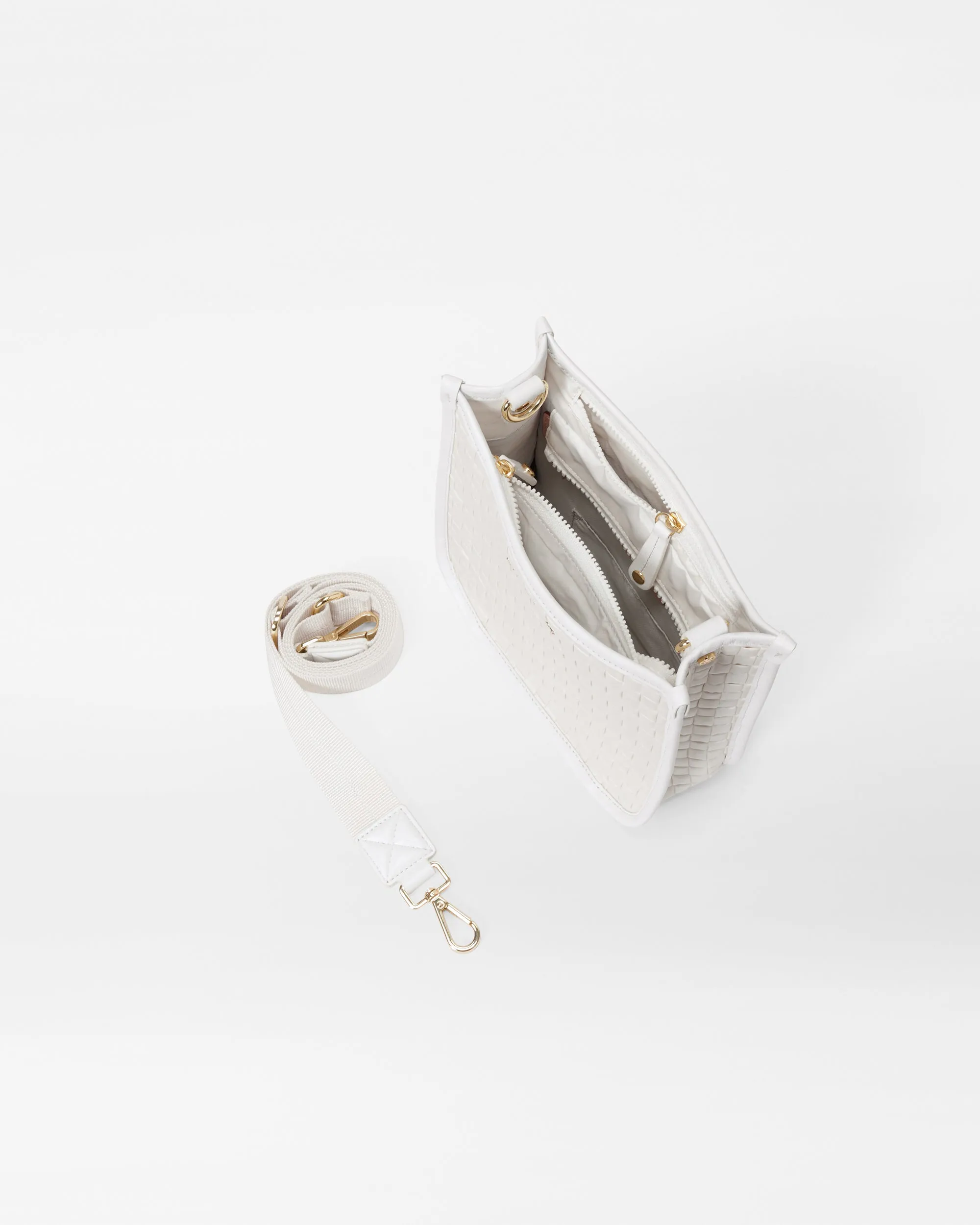 Pearl Metallic Small Woven Box Crossbody
