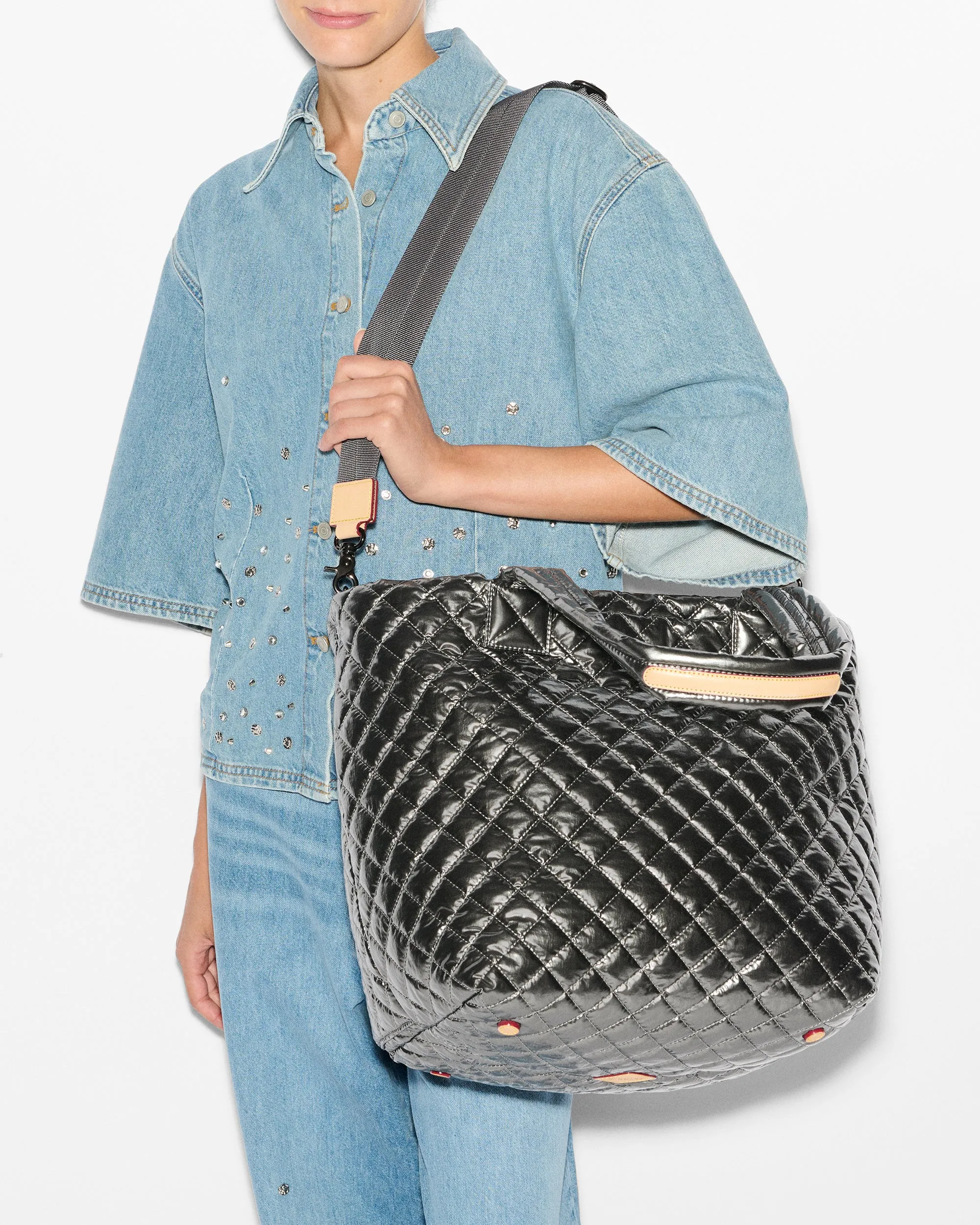 Pewter Metallic Medium Metro Tote Deluxe