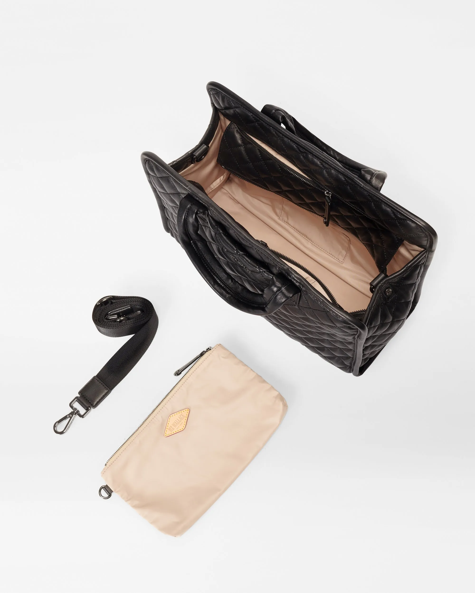 Quilted Black Leather Medium Metro Box Tote