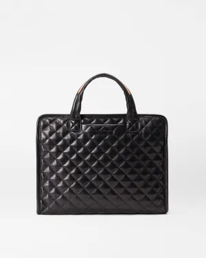 Quilted Black Leather Medium Metro Box Tote