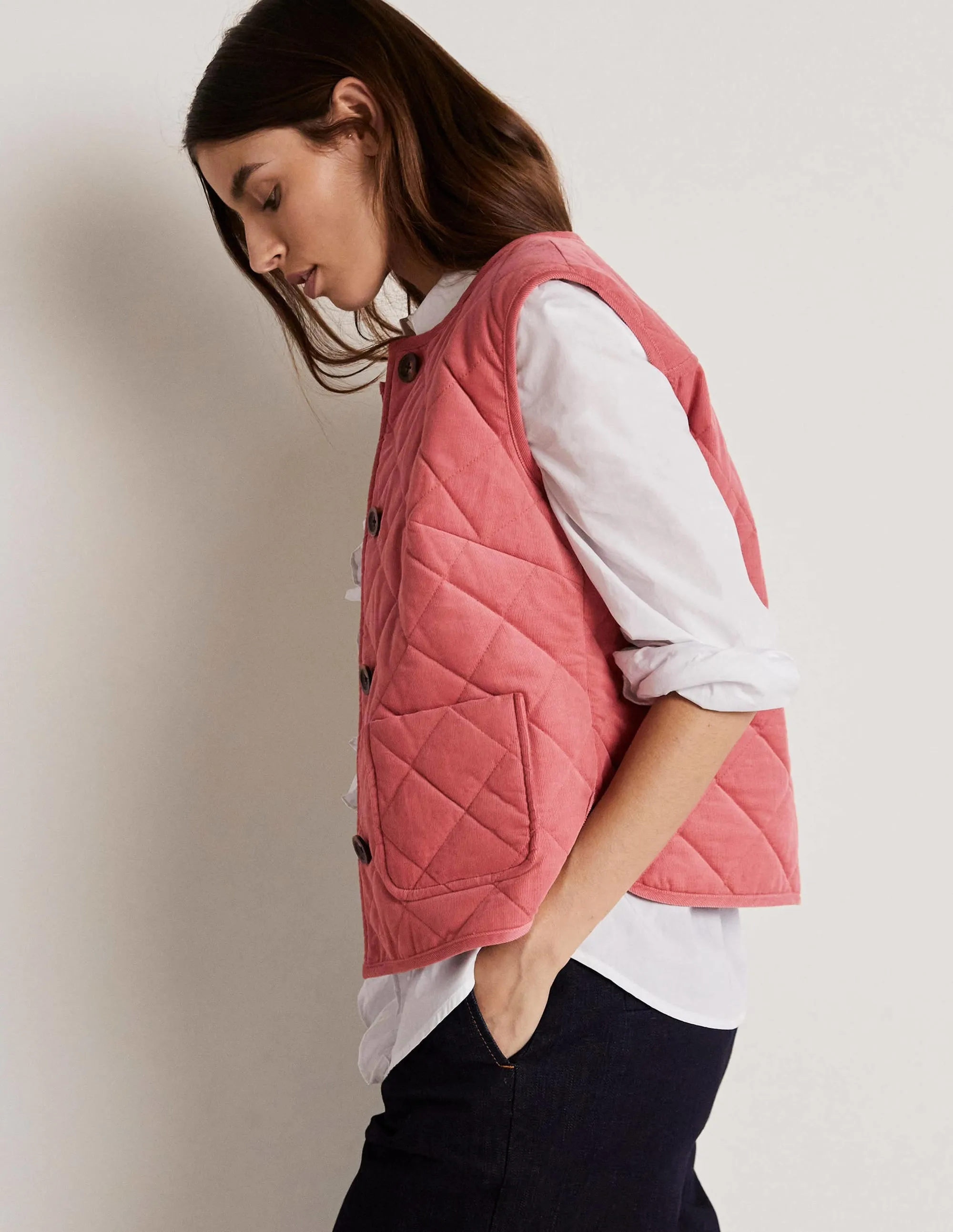 Quilted Vest-Dusty Red