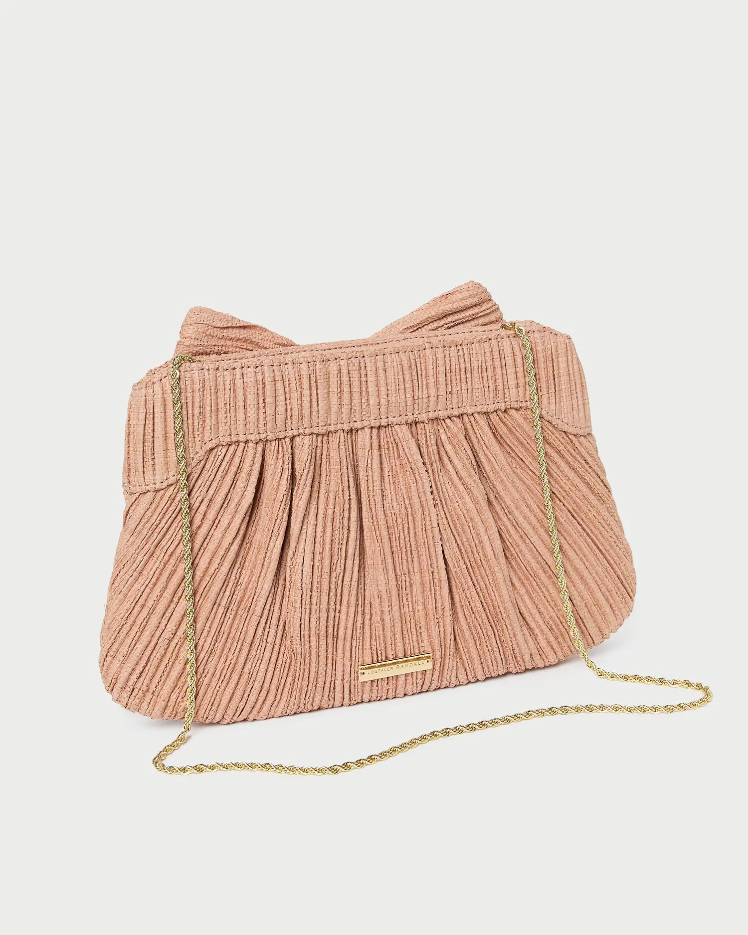 Rayne Blush Pleated Bow Clutch