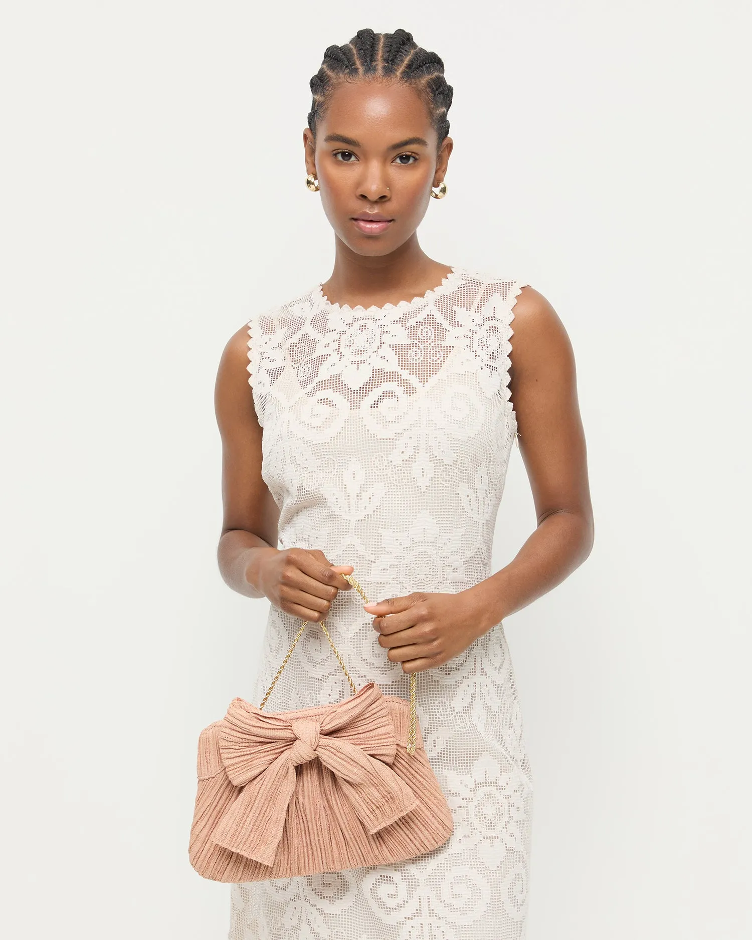 Rayne Blush Pleated Bow Clutch