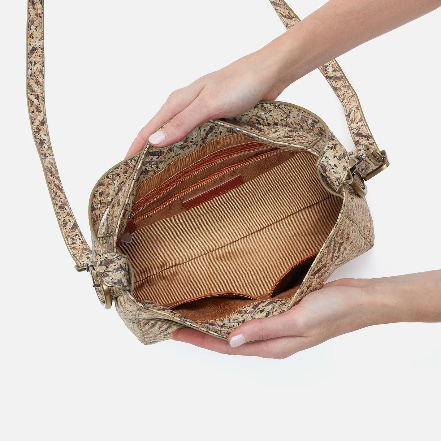 Render Small Crossbody In Printed Leather - Neutral Mosaic Print