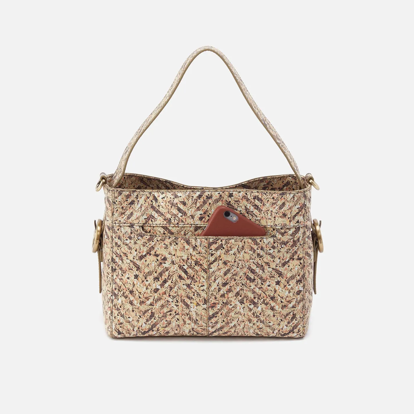 Render Small Crossbody In Printed Leather - Neutral Mosaic Print