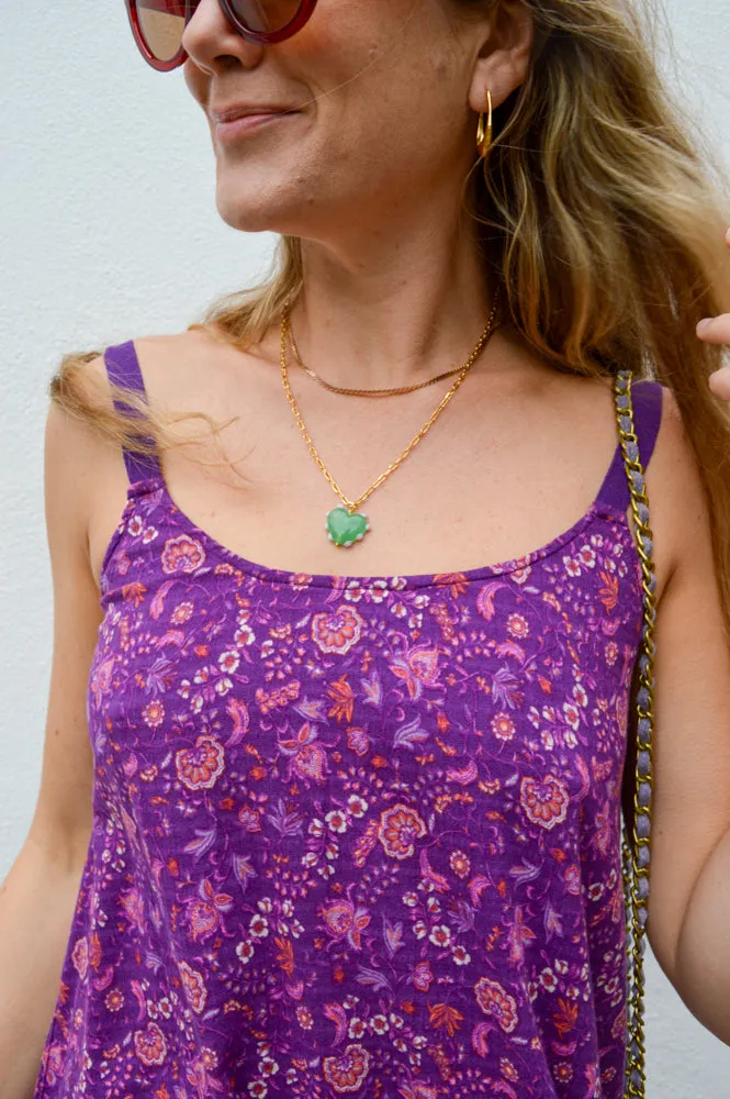 Sandralexandra Milagros Jade & Pink Dot Heart & Link Chain Necklace
