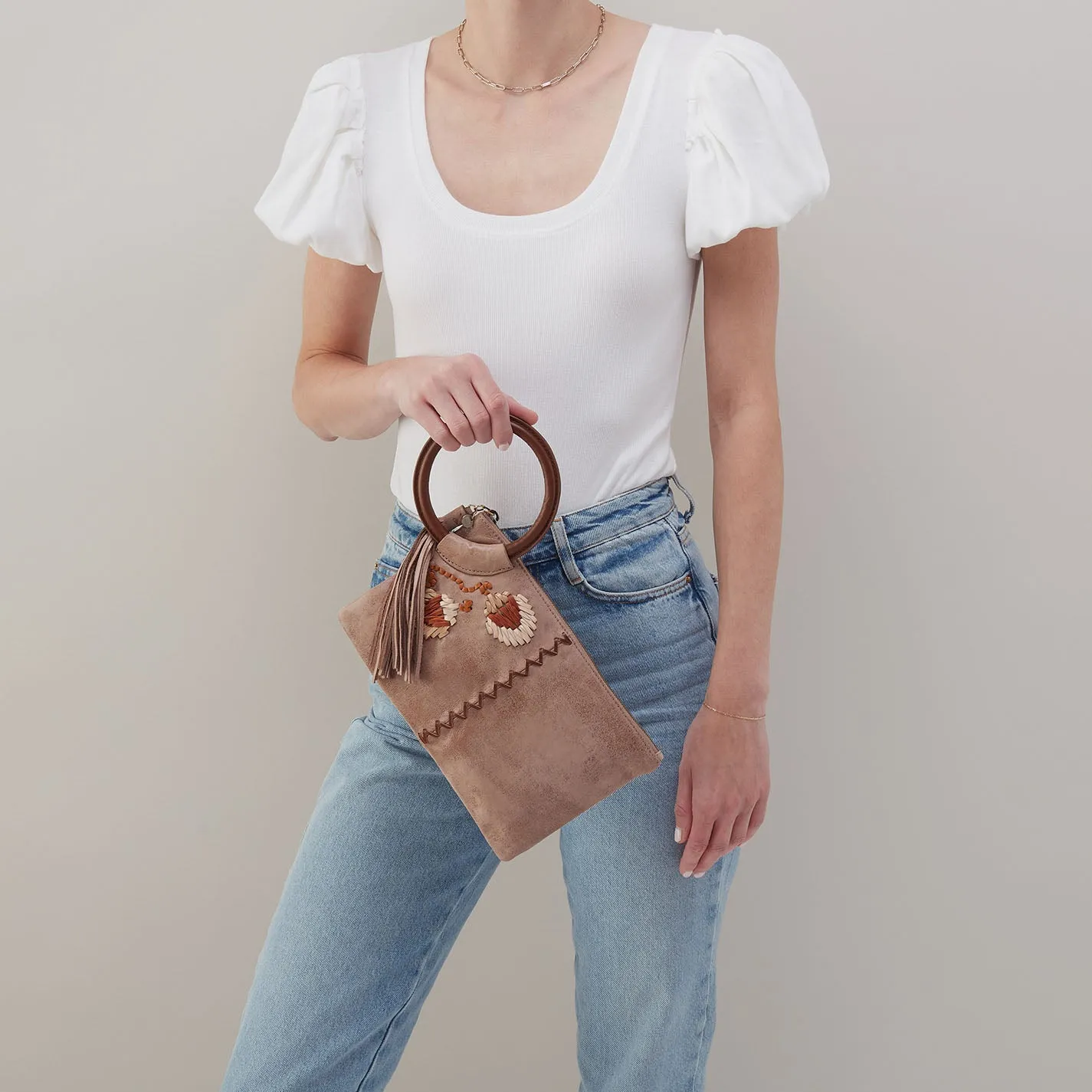 Sheila Clutch In Buffed Leather - Hazel