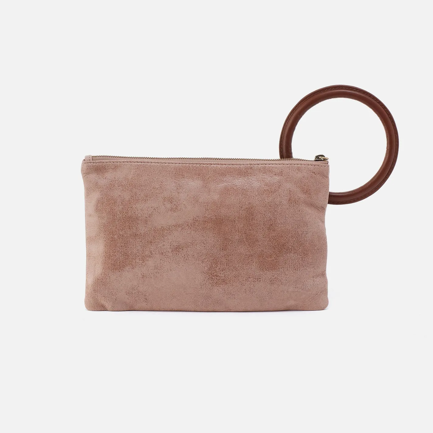 Sheila Clutch In Buffed Leather - Hazel