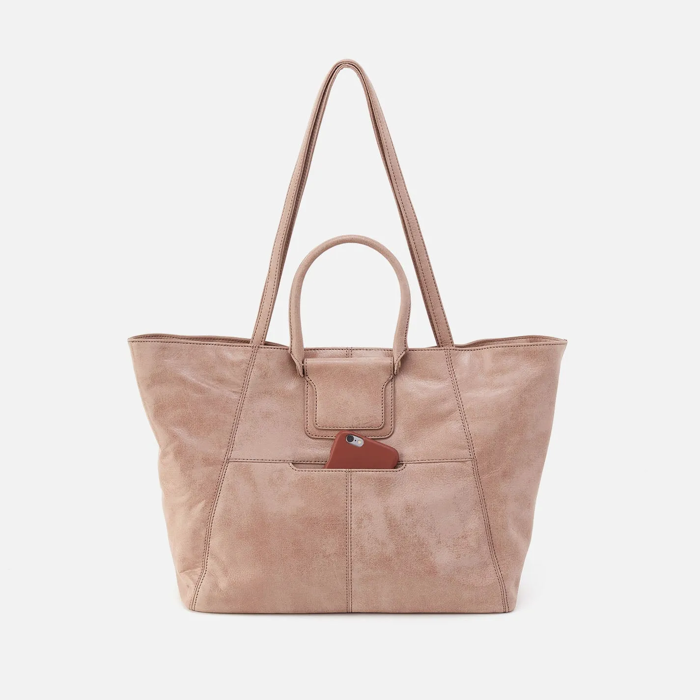Sheila East-West Tote In Buffed Leather - Hazel