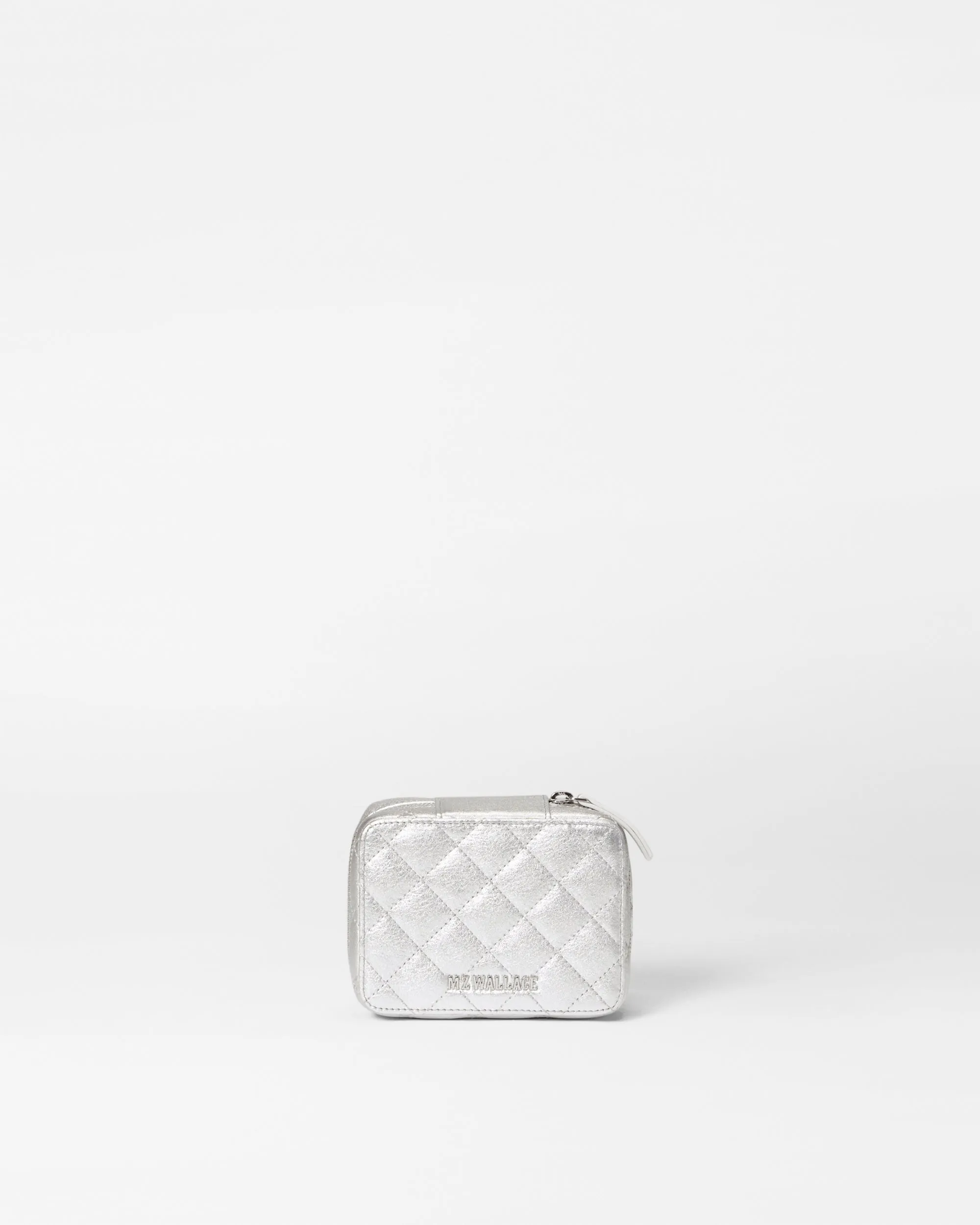 Silver Metallic Leather Jewelry Box