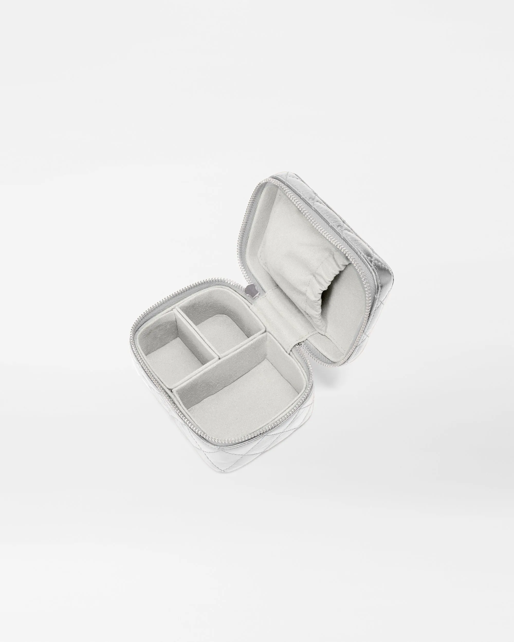 Silver Metallic Leather Jewelry Box