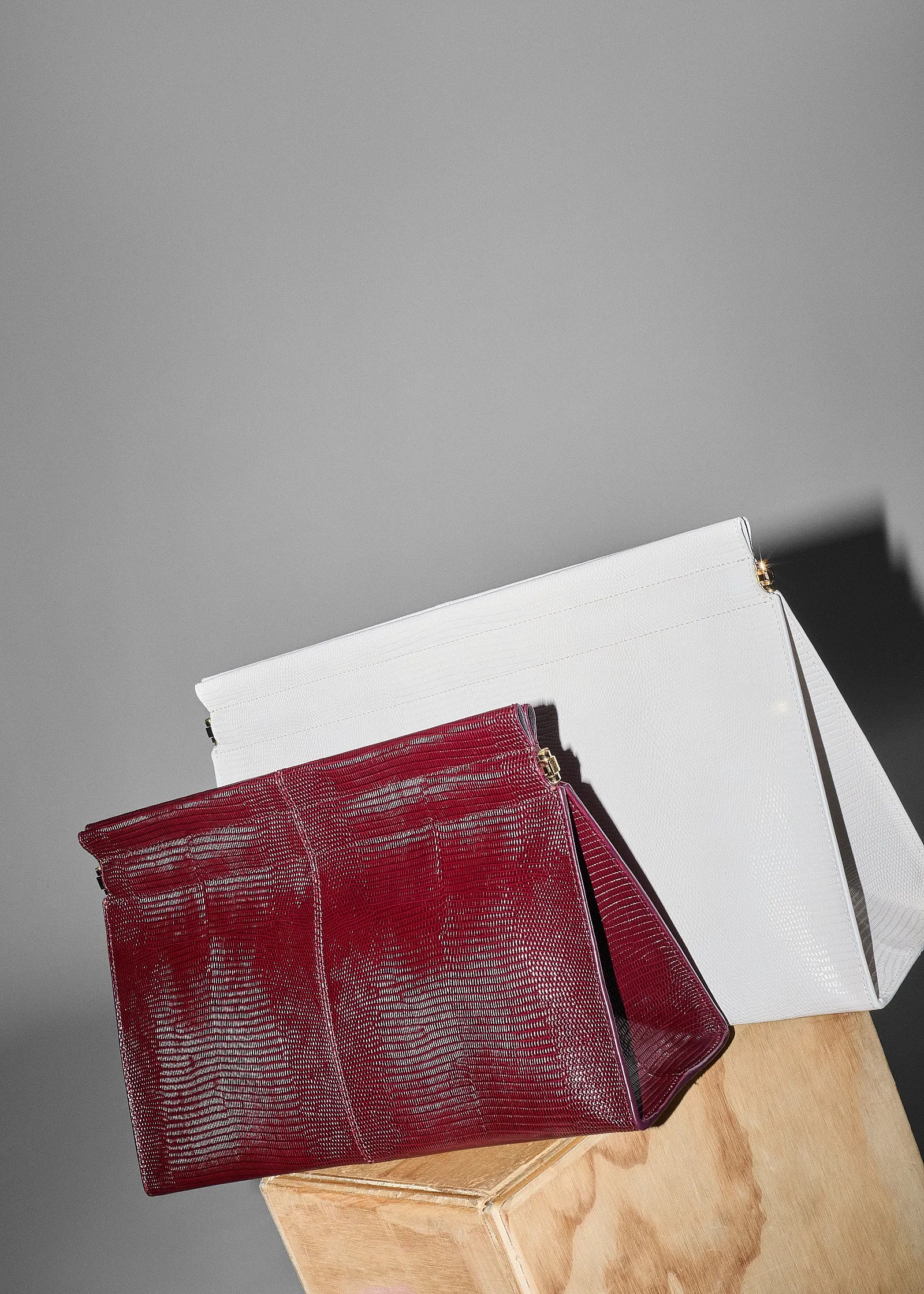 Small Leather Clutch in Ivory - Ivory