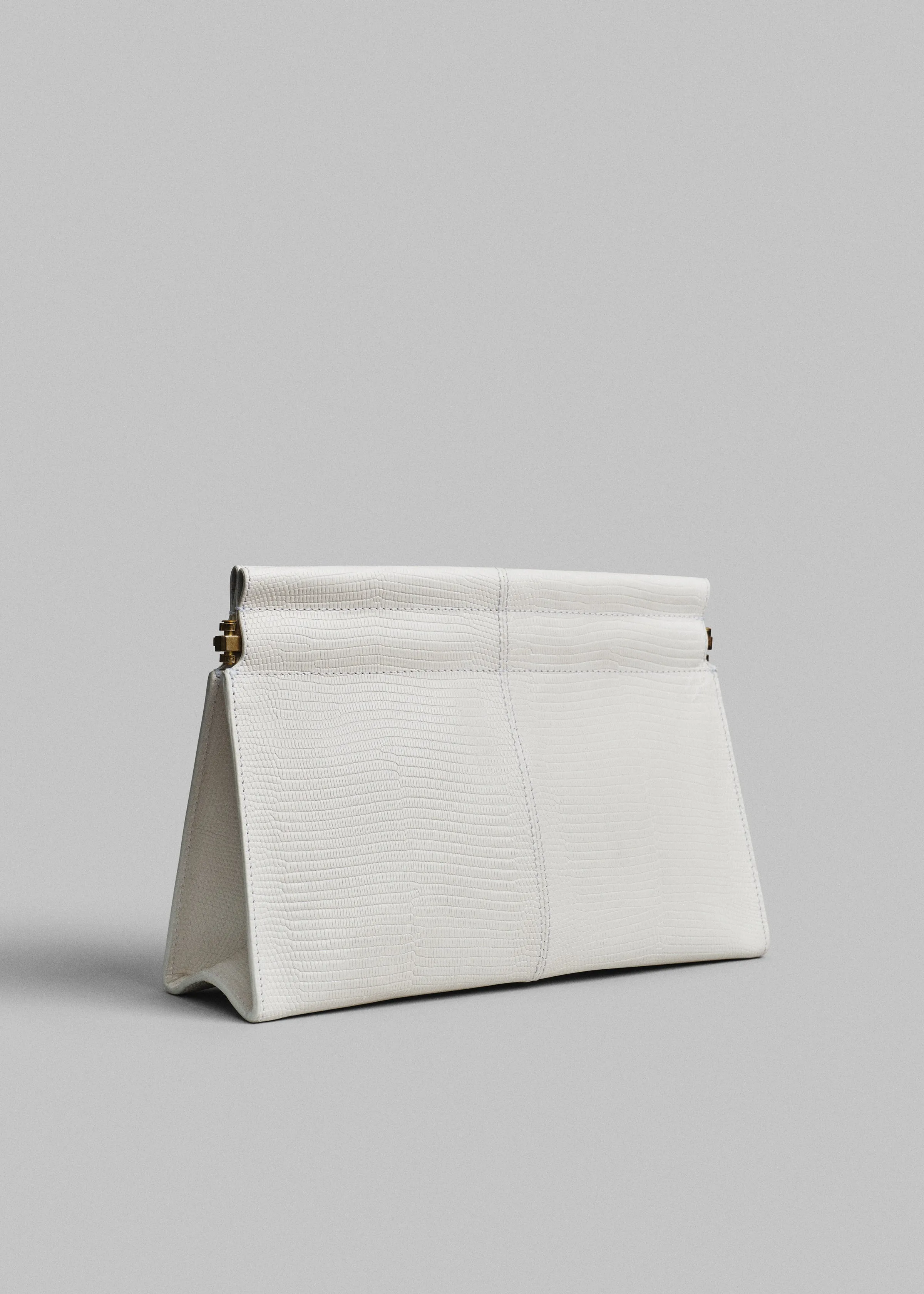 Small Leather Clutch in Ivory - Ivory
