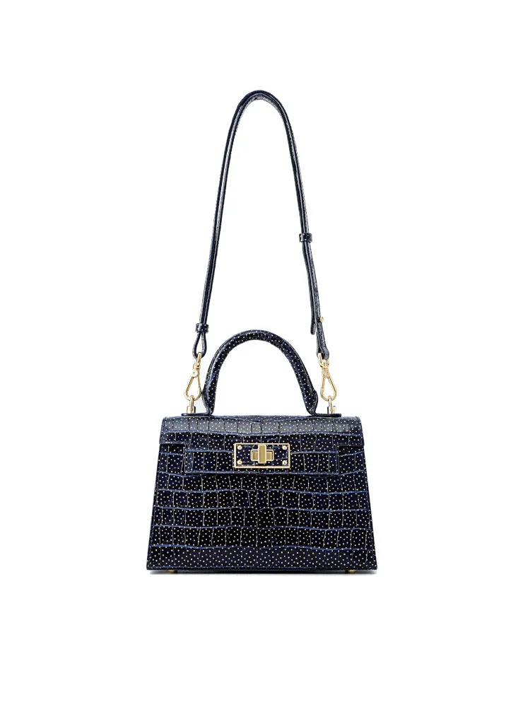 Stars Leather Top Handle Bag