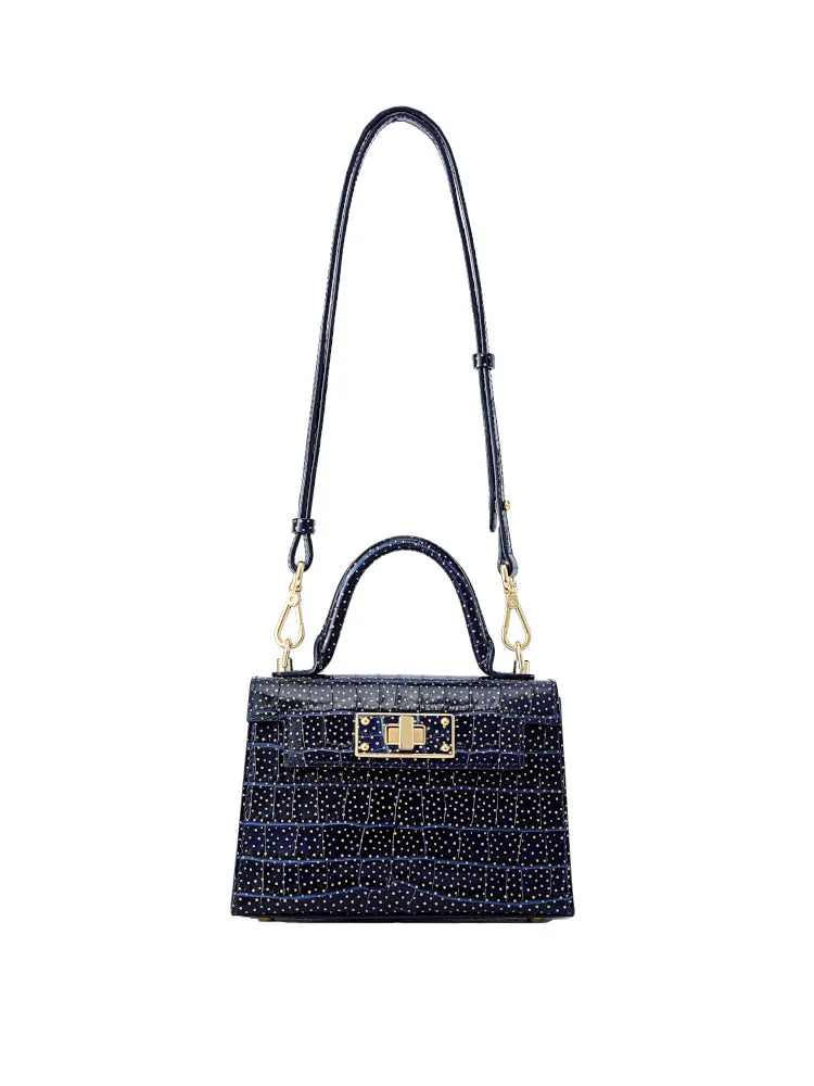 Stars Leather Top Handle Bag