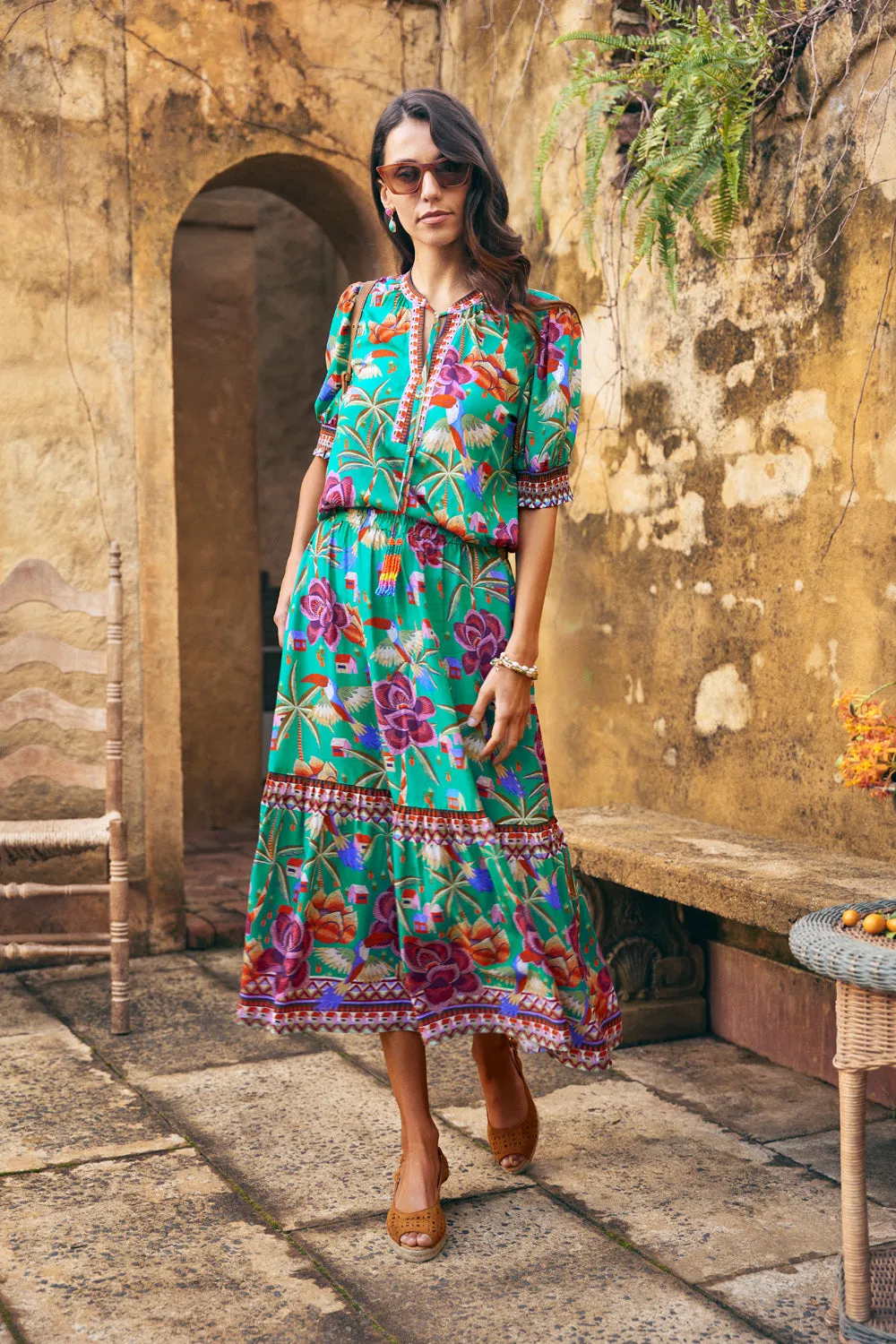 Tier Skirt - Toucan Print