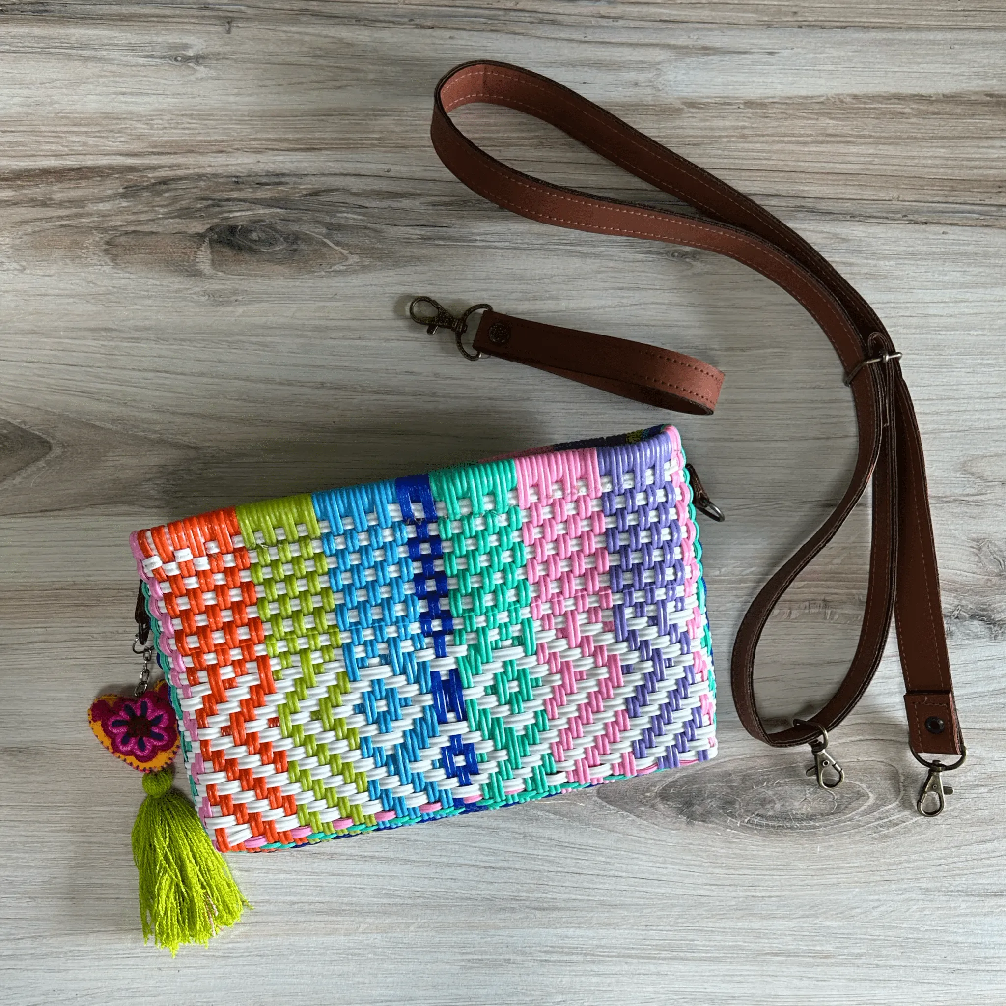 Upcycled Handwoven Crossbody Convertible - April