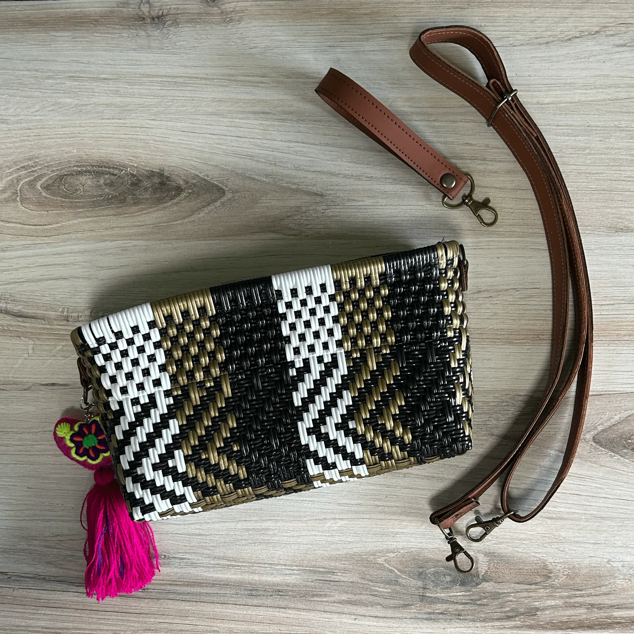 Upcycled Handwoven Crossbody Convertible -  Espresso
