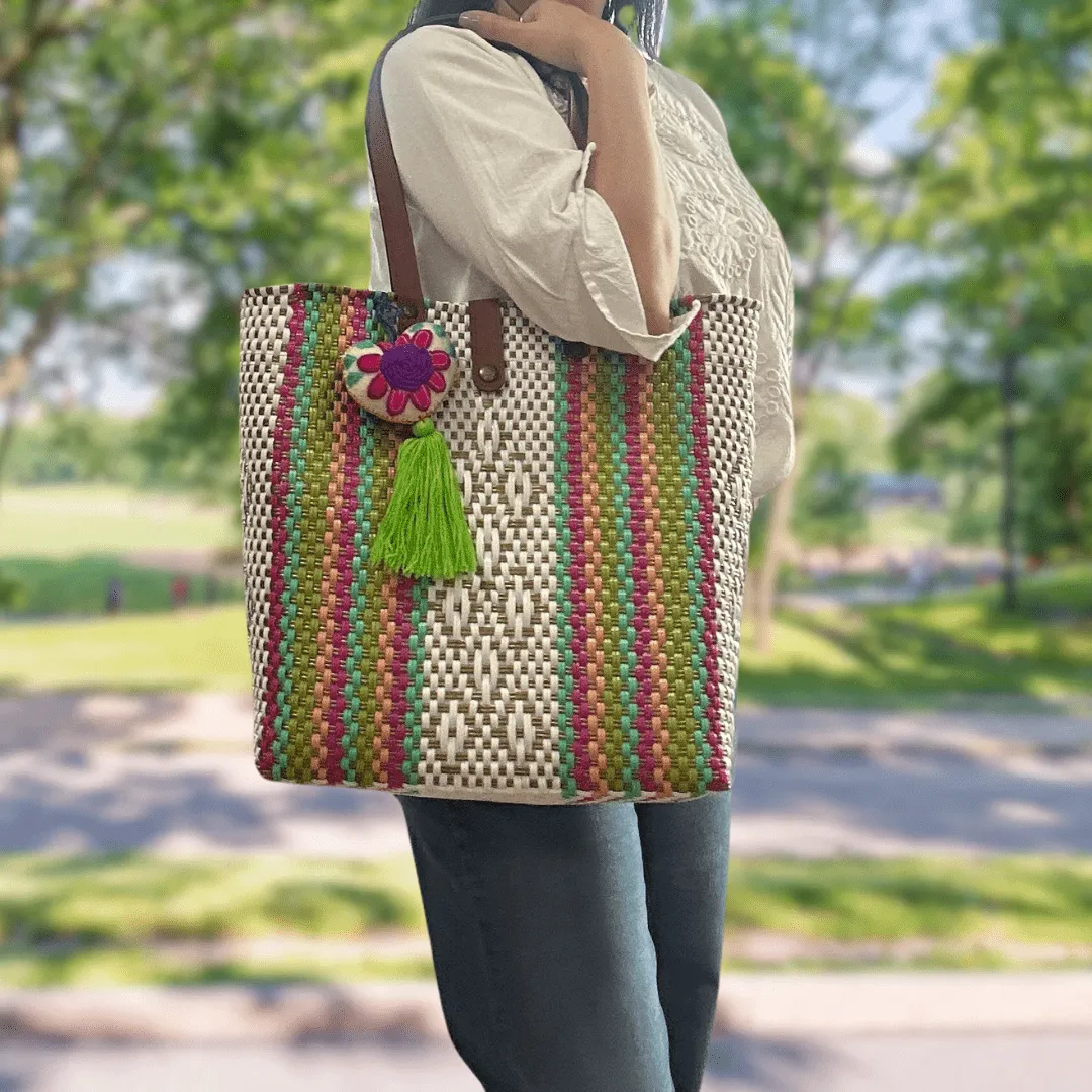 Upcycled Handwoven MD Tejana Tote - Pinky Promise