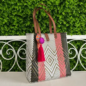 Upcycled Handwoven MD Tejana Tote - Pinky Promise