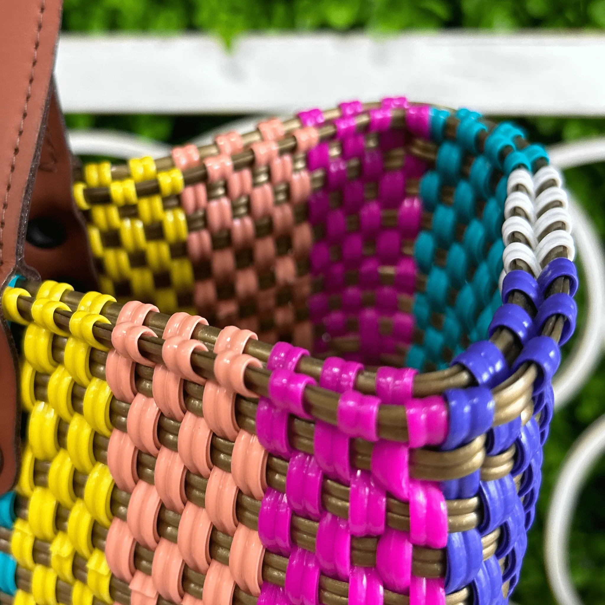 Upcycled Handwoven MD Tejana Tote - Pinky Promise