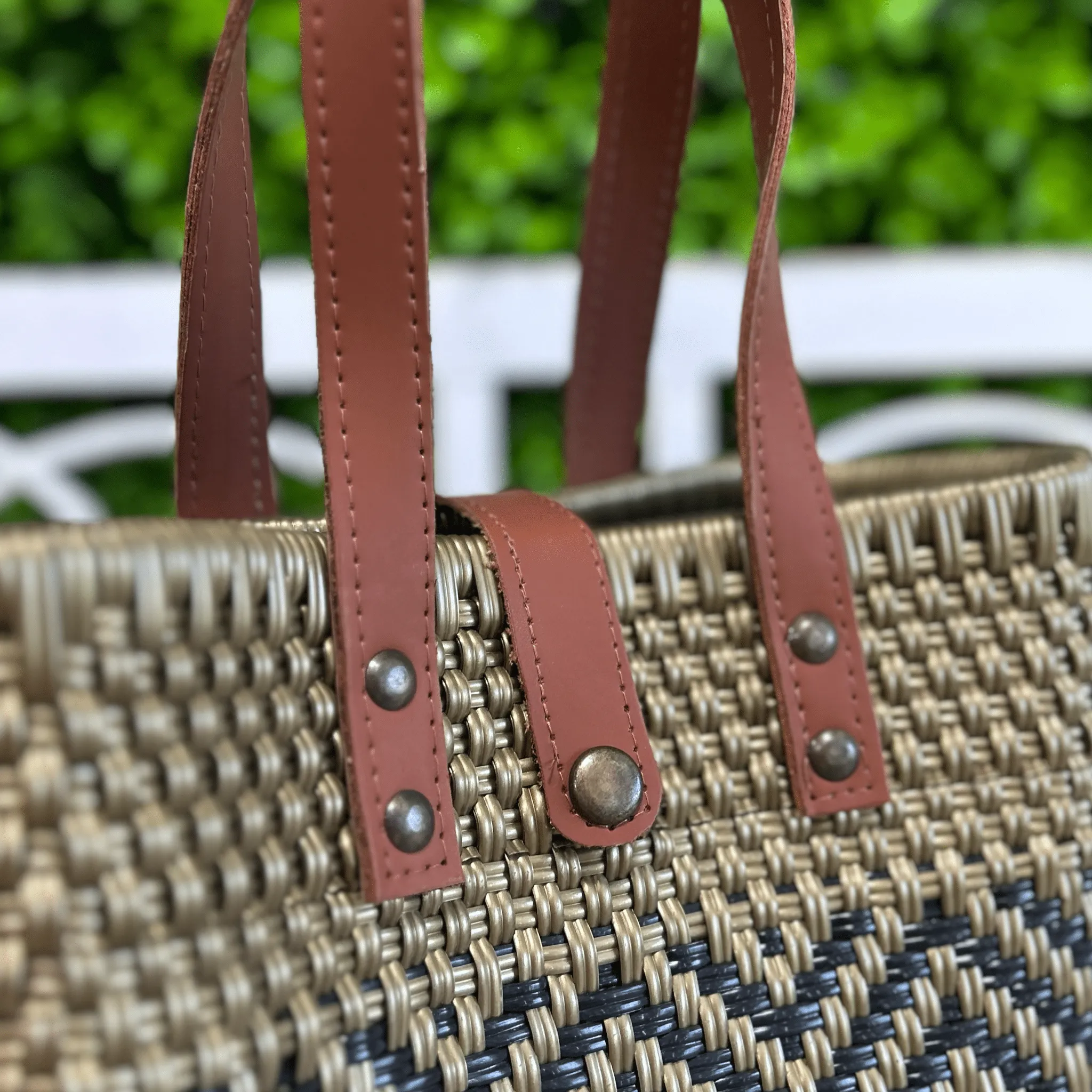 Upcycled Handwoven SM Tejana Handbag - Gold