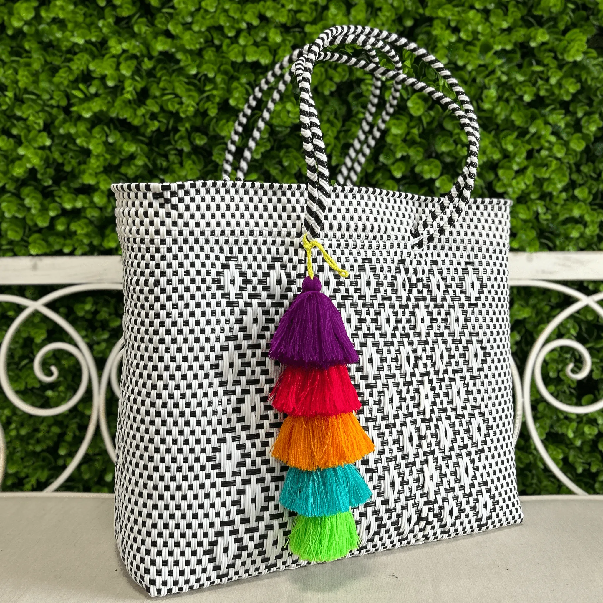 Upcycled Handwoven XL Tote - Black Diamond