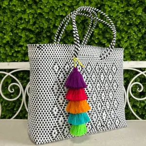 Upcycled Handwoven XL Tote - Black Diamond