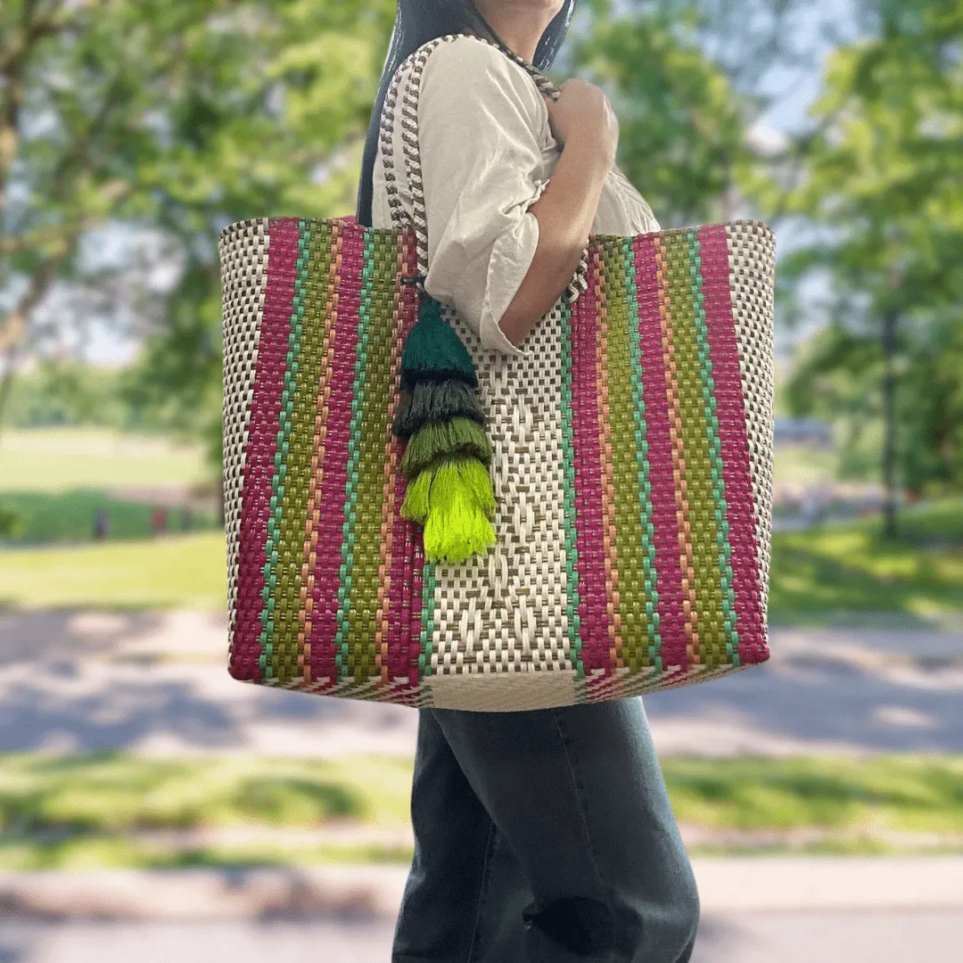 Upcycled Handwoven XL Tote - Black Diamond