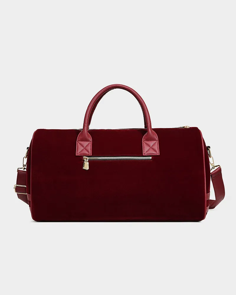 Velour Duffle in Burgundy