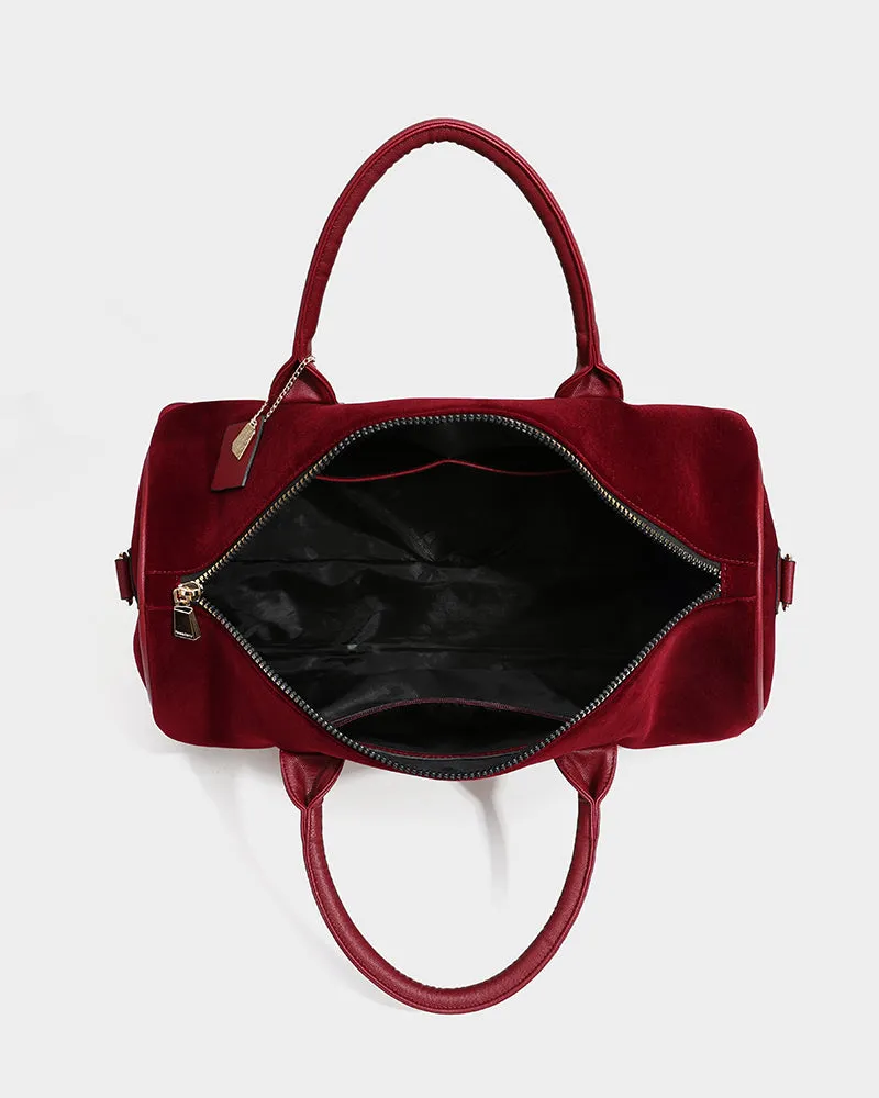 Velour Duffle in Burgundy