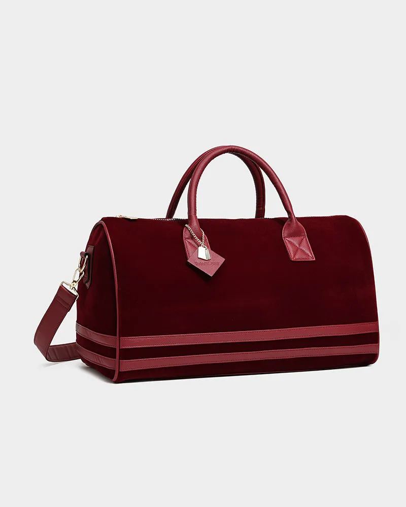 Velour Duffle in Burgundy