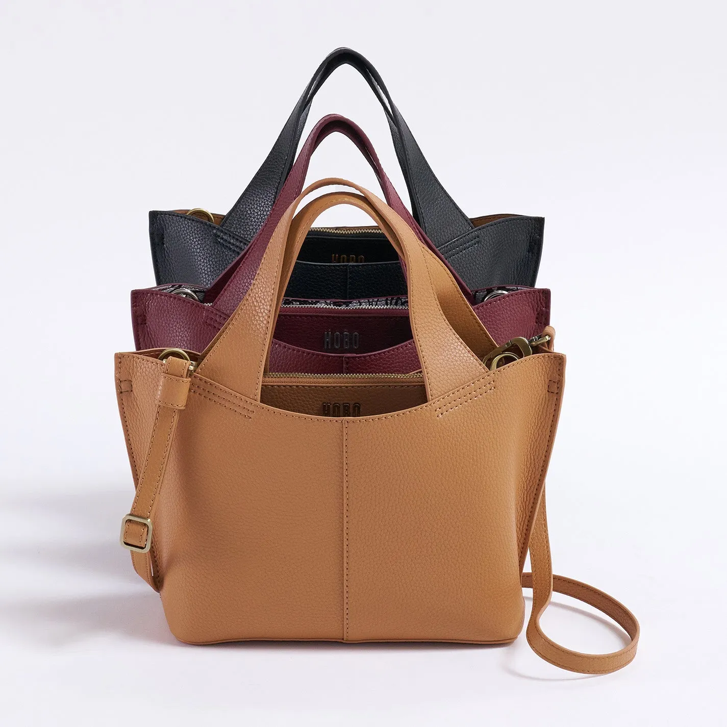 Vida Small Tote in Micro Pebbled Leather - Black