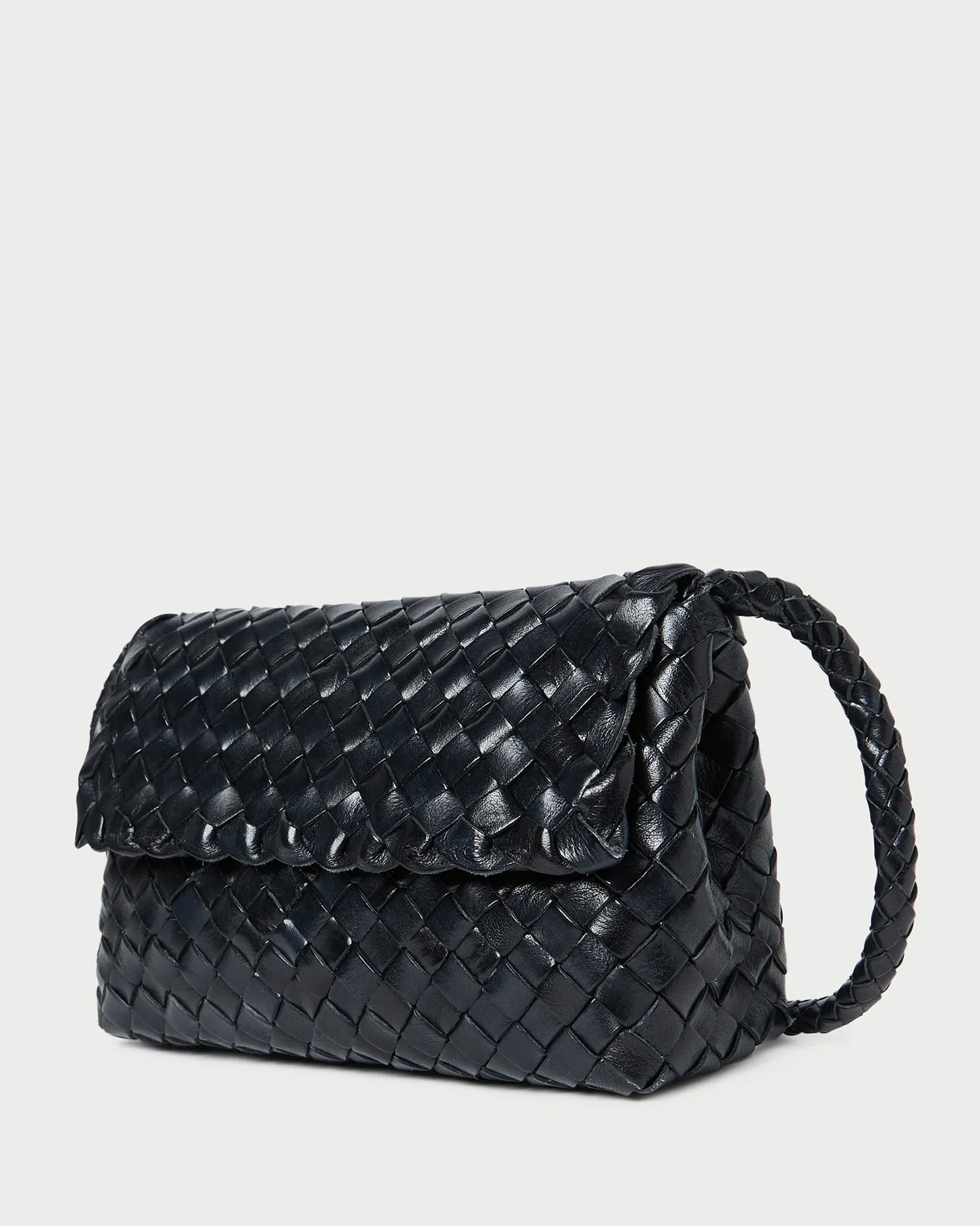 Vinnie Black Leather Woven Crossbody