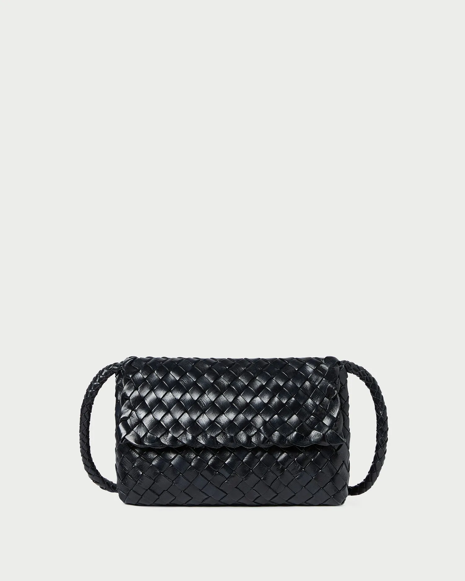 Vinnie Black Leather Woven Crossbody