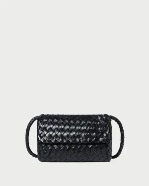 Vinnie Black Leather Woven Crossbody
