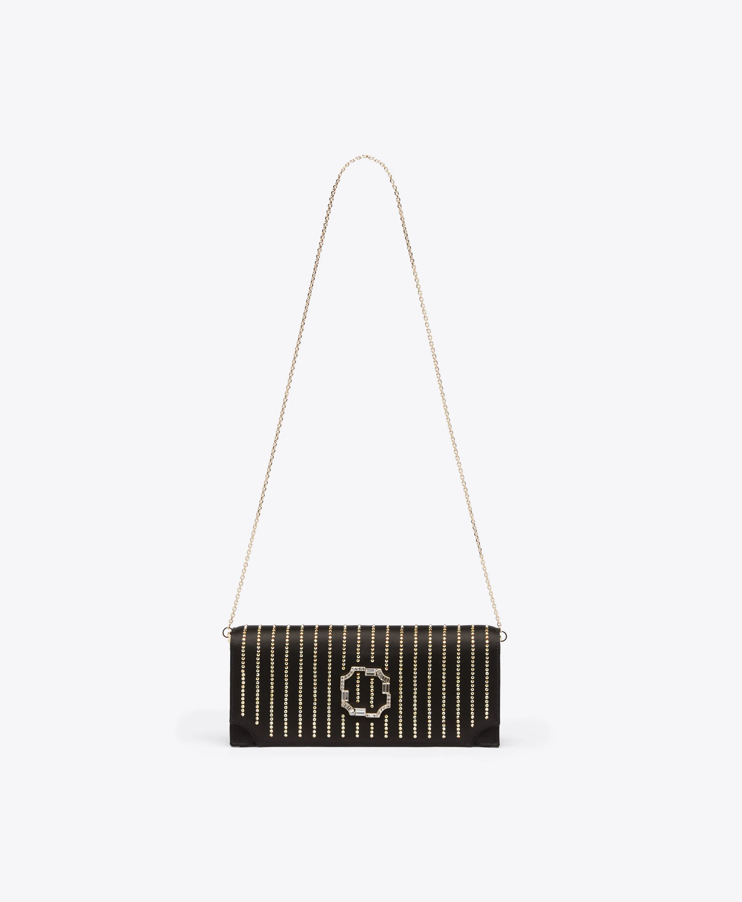 Vivien Black & Gold Satin Clutch Bag