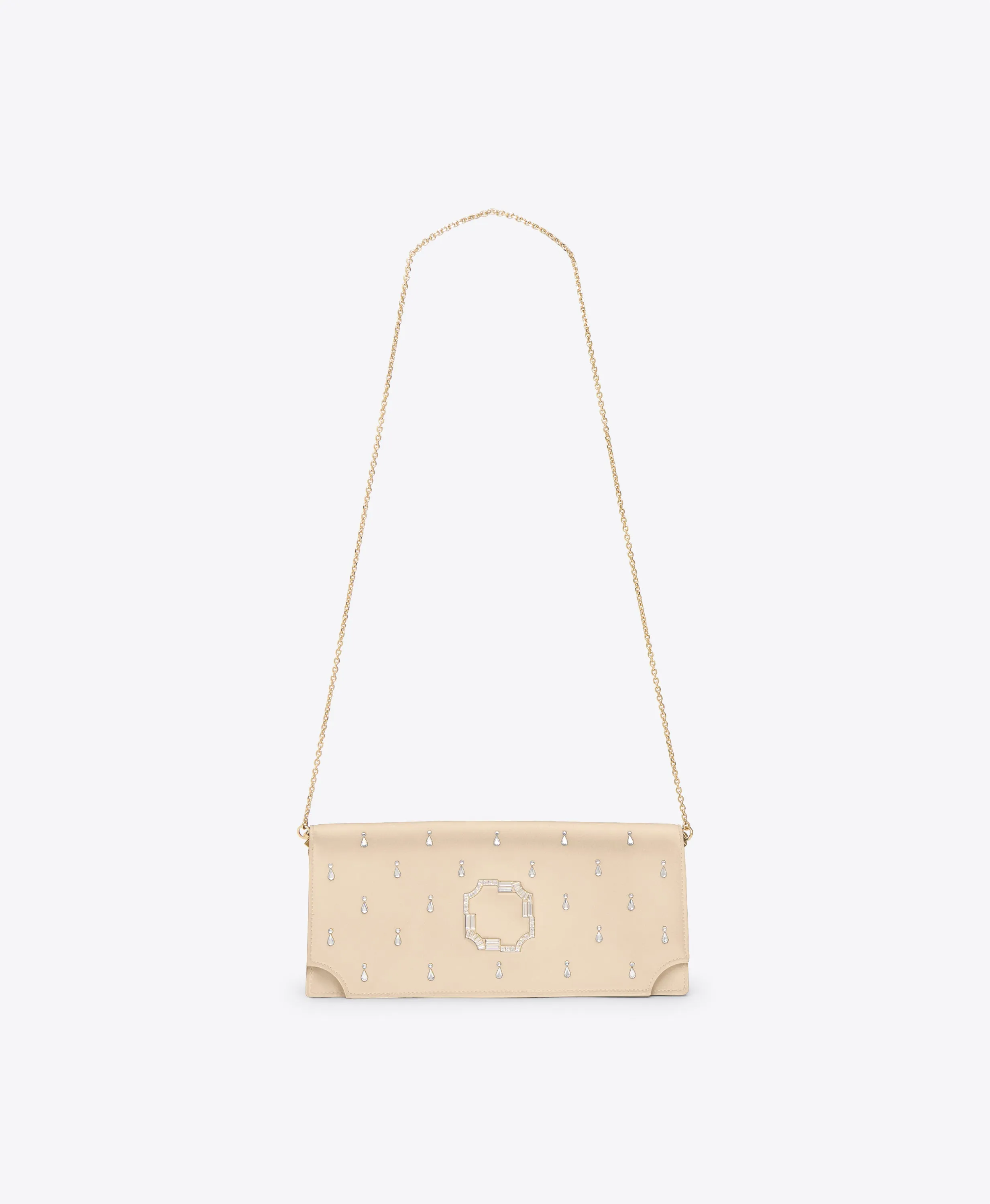 Vivien Gold Satin Embellished Clutch Bag