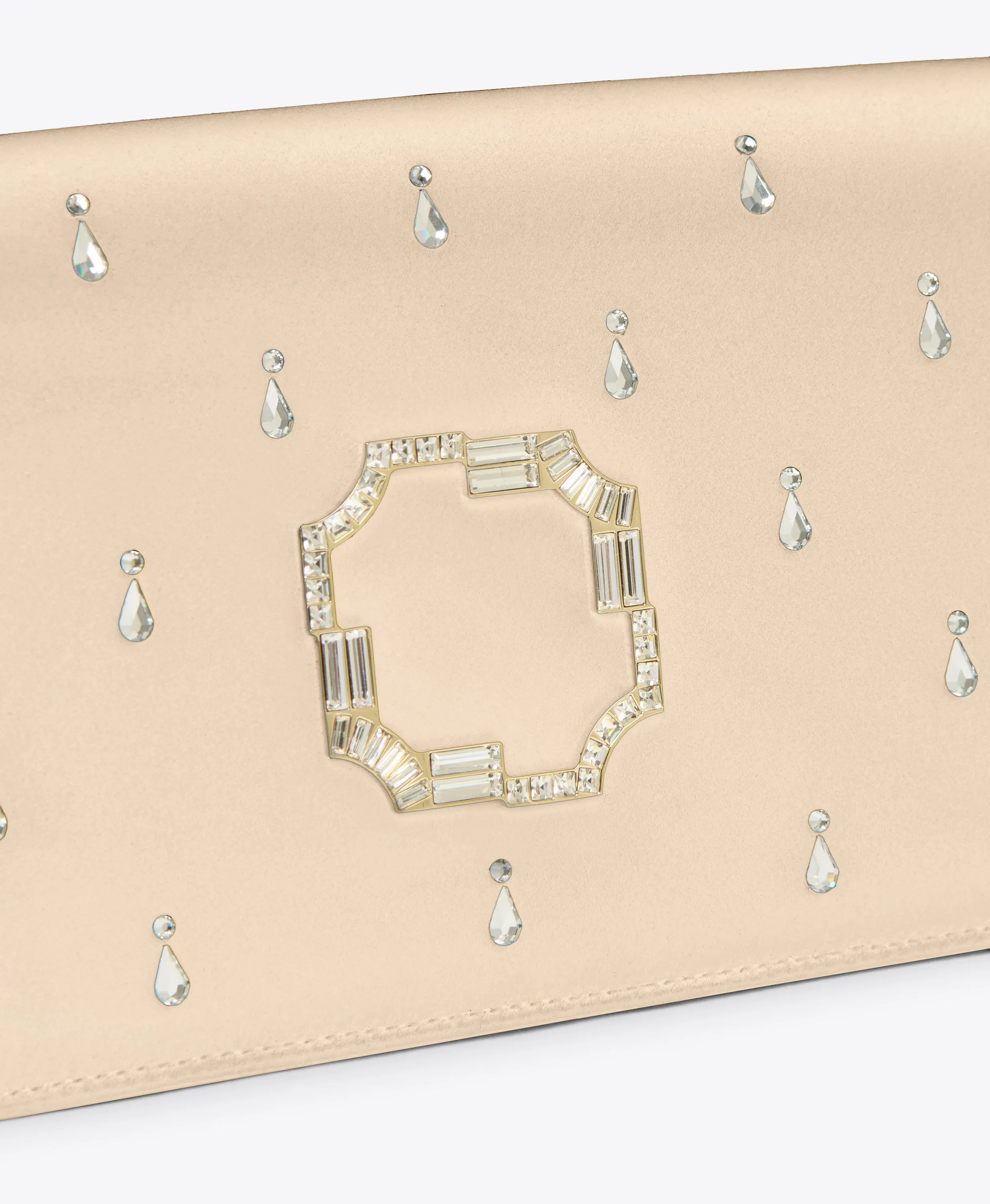 Vivien Gold Satin Embellished Clutch Bag