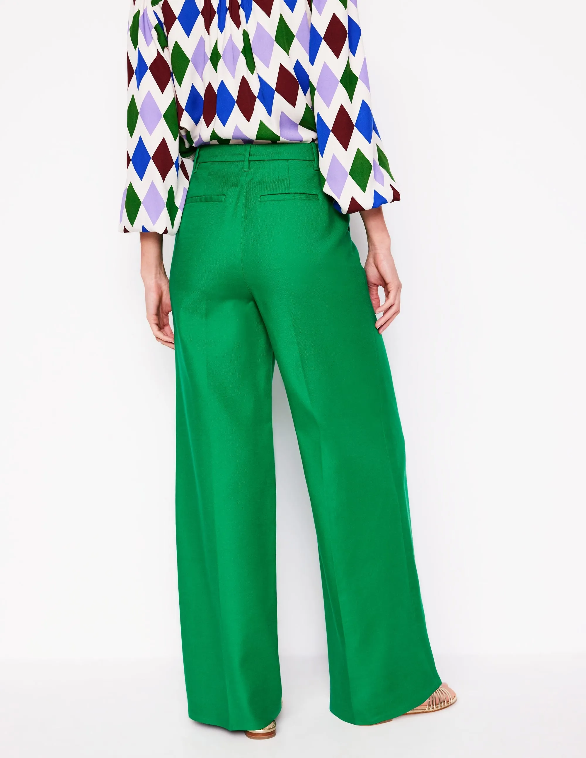 Wide Flare Trousers-Rich Emerald